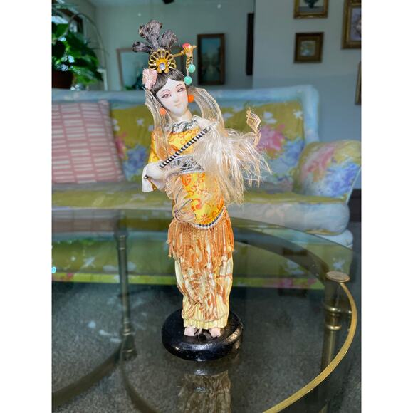 Vintage Silk Japanese Geisha Figurine Kimono Doll - Picture 1 of 15